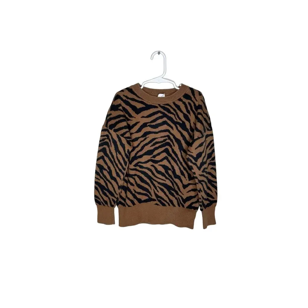 GAP Kid’s Brown Novelty Slouch Zebra Print Sweatshirt Size Small